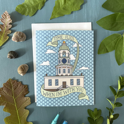 Time Flies Halifax Town Clock Greeting Card