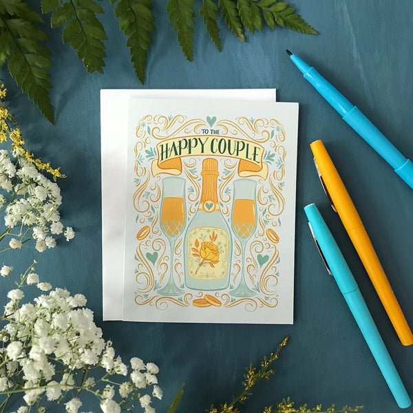 To The Happy Couple Happy Hour Wedding Greeting Card