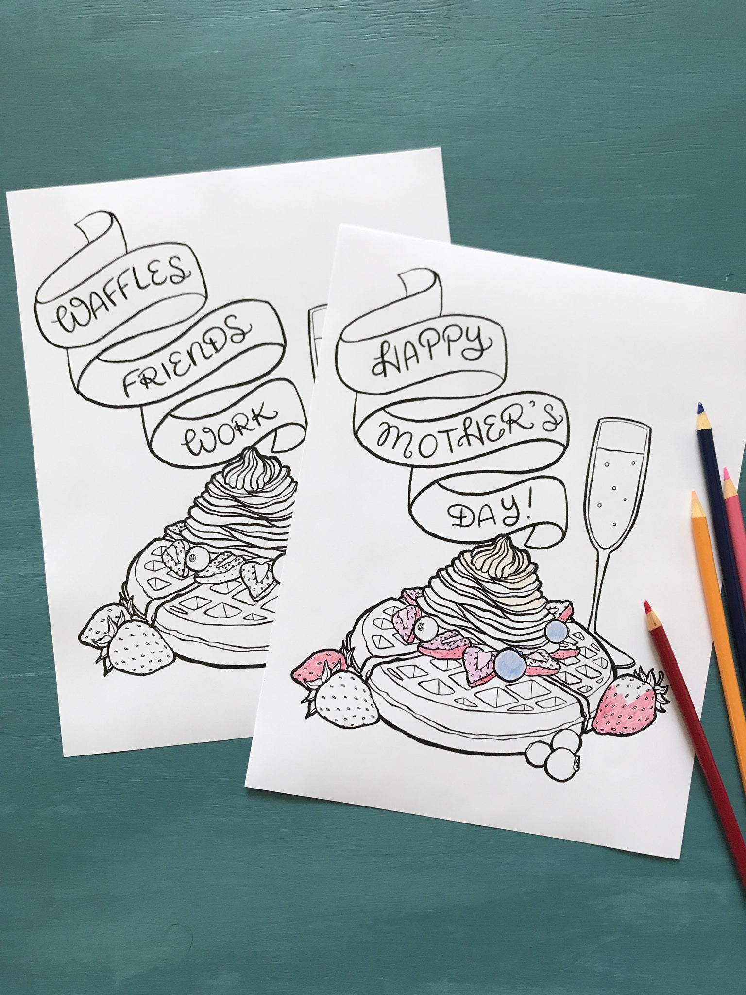 Waffles Colouring Page