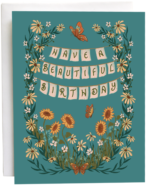Cottagecore Beautiful Birthday Butterfly Floral Greeting Card